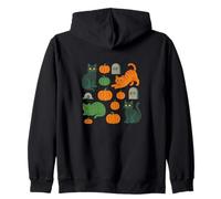Cute Halloween Cats Pattern with Pumpkins and Spooky Charm Zip Hoodie
