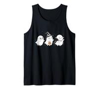 Cute Halloween Crew Ghost Trio Skeleton Witch and Vampire Tank Top