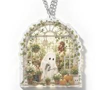 Cute Halloween Decor Suncatcher Boo Basket Stuffers for Women Acrylic Spooky Ghost Gothic Fall Decor Plant Window Hangings for Plant Lovers for Women Girl Teens