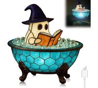 Cute Halloween Decorations, Ghost Bubble Bath Lamp, Funny Ghost Night Light, Spooky Halloween Gifts Ornaments Indoor Presents Idea for Women Men Indoor Readers & Book Lover Desk Party (Blue)
