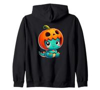Cute Halloween Dino T-Rex in Pumpkin Hat Zip Hoodie