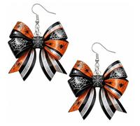 Cute Halloween Ghost Bow Dangle Earrings Handmade Lightweight Acrylic Pumpkin Ghost Skull Bat Web Bowknot Shaped Statement Earring for Women Halloween Holiday Cosplay Party Costume Jewelry Gift, M