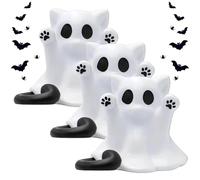 Cute Halloween Ghost Cat Figurine - Adorable Kitten Desk Decor for Home Office, Living Room, Coffee Table - Perfect Small Black Cat Statue for Festive Decor (#1PCS)