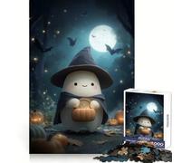 Cute Halloween Ghost in Forest 1000 Pieces Puzzles for Teenagers Unwind Game Real Thick Enjoyable Challenge Christmas Idea (50x75cm)