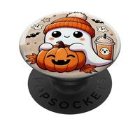 Cute Halloween Ghost Pumpkin Spice Fall Coffee Cozy Autumn PopSockets Adhesive PopGrip