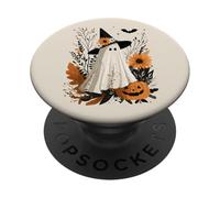 Cute Halloween Ghost Witch Hat Autumn Leaves Flower Pumpkin PopSockets Adhesive PopGrip