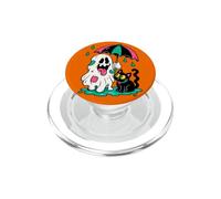 Cute Halloween Ghost with Black Cat Umbrella Spooky Kawaii PopSockets PopGrip for MagSafe