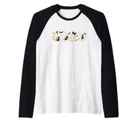 Cute Halloween Ghosts with Black Cats Stars and Bats Fun Cat Raglan Baseball Tee