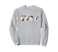 Cute Halloween Ghosts with Black Cats Stars and Bats Fun Cat Sweatshirt