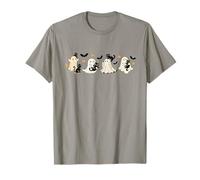 Cute Halloween Ghosts with Black Cats Stars and Bats Fun Cat T-Shirt