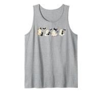 Cute Halloween Ghosts with Black Cats Stars and Bats Fun Cat Tank Top