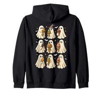 Cute Halloween Ghosts With Ice Cream Retro Hallowwen Ghost Zip Hoodie