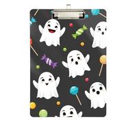 Cute Halloween Monsters Gray Clipboard Portable Clipboard A4 Standard Size Clipboards Hardboard with Low Profile Metal Clip for Teacher Student Lawyer Nurse