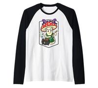 Cute Halloween Mushroom Witch Hat Cauldron Magic Raglan Baseball Tee