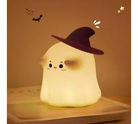 Cute Halloween Night Light for Kids, Ghost Lamp Silicone Nightlight Rechargeable Night Lamp 3 Level Dimmable Nursery Night Light Funny Room Decor Halloween Decorations Gifts for Children Toddler Baby