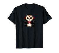Cute Halloween Owl Cartoon Vampire Chibi Design T-Shirt