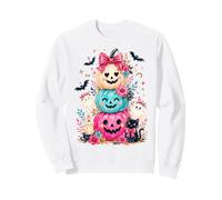 Cute Halloween Pumpkin Ghost Black Cat Floral Autumn Decor Sweatshirt