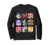 Cute Halloween Quilt Ghosts Kawaii Spooky Witch & Cat Long Sleeve T-Shirt