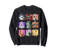 Cute Halloween Quilt Ghosts Kawaii Spooky Witch & Cat Sweatshirt