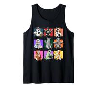 Cute Halloween Quilt Ghosts Kawaii Spooky Witch & Cat Tank Top