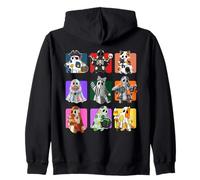 Cute Halloween Quilt Ghosts Kawaii Spooky Witch & Cat Zip Hoodie