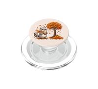 Cute Halloween Raccoon Drinking ice Coffee Autumn fall leave PopSockets PopGrip for MagSafe