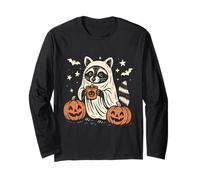 Cute Halloween Raccoon Ghost Spooky Pumpkin Long Sleeve T-Shirt
