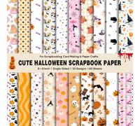 Cute Halloween Scrapbook Paper 8 × 8 - Pink, Pumpkin & Ghost Designs, 20 Designs, 40 Sheets: Single-Sided Craft Paper for Scrapbooking, Card Making, Junk Journaling & Paper Crafts