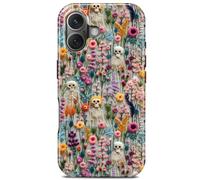 Cute Halloween Skeleton Flower Phone Case for iPhone 16, Compatible with Magsafe, Trendy Vintage Spooky Floral Magnetic Slim Silicone Shockproof Protective Women Girl Cover Case