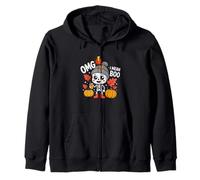 Cute Halloween Skeleton for Women Girls OMG I Mean Boo Zip Hoodie