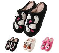 Cute Halloween Slippers Non Slip Fluffy Slippers Women Ladies Fuzzy Sliders Foam Slip On Sliders Lovely Ghost Slides Cute Pumpkin Slides Cozy Home Slipper Furry Comfy Slider For Adult