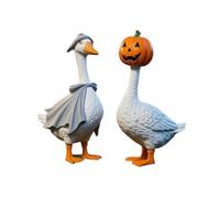 Cute Halloween Statues as Indoor Table Decoration - Give Your Playful Charm with Whimsical Goose Figures (White, 23 x 12 x 19 cm)
