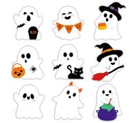 Cute Halloween Stickers Decorations, 108Pcs Self-Adhesive Halloween Ghost Stickers Tags, 2 Inch White Ghost Label Decal for Envelopes Craft Card Seal Gifts Candy Bags Halloween Decor Party Supplies