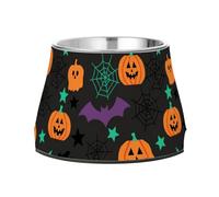 Cute Halloween Symbols Raised Pets Water Bowl Elevated Stainless Steel Cats Basic Bowls for Medium Dogs Slow Down Eating