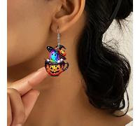 Cute Halloween Teacup Ghost Earrings for Women - Trendy Spooky Pumpkin & Witch Hat Design, Fun Holiday Party Jewelry, Ideal Gifts & Trendy Accessories