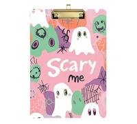 Cute Halloween-Themed Cartoon Seamless Pattern Acrylic Art clipboard Standard Letter A4 Size Plastic for First Year Teacher Must Haves Gold 12x9in Tablas para escribir