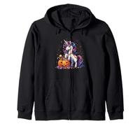 Cute Halloween Unicorn Candy Corn Kids Girls Women Zip Hoodie
