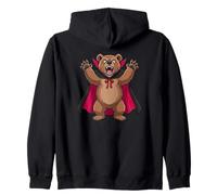 Cute Halloween Vampire Bear Cartoon Monster Design Zip Hoodie