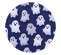 Cute Halloween White Ghosts Pattern Round Mouse Pad, Mousepad with Non-Slip Rubber Base, Computer Gaming Pads for Wireless Mouse, Easy Gliding