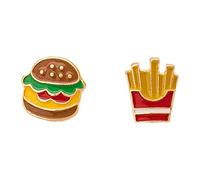 Cute Hamburgers French Fries Stud Earrings Sterling Silver Pins Cartoon Small Stud Earrings Statement Studs Lovely Ear Jewelry Gifts for Women Teen Girls Xmas