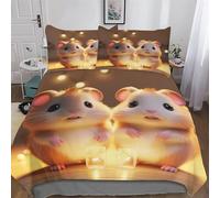 Cute Hamster 3D Duvet Cover Set Microfiber Bedding Set Quilt Cover 2 Pieces with Zipper Closure And Pillowcases For Boys, Girls And Teenagers Comforter Cover Single (135x200cm)