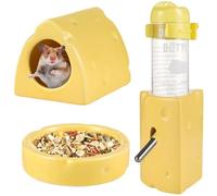 Cute Hamster Accessories Set, Ceramic Bread-Shaped Hideout With Food Bowl & Drinking Feeder For Small Animals