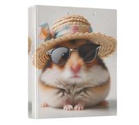 Cute Hamster Animal 1-1/2 Inch Binders 3 Ring with 3 Interior Pockets, Decorative Three Ring Binder Basic Binder Notebook for School Office Home, 1 Pack