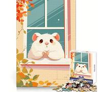 Cute Hamster at The Window Jigsaw Puzzles 1000 Pieces for Adults Strong Logic Color Fast Fun Challenge (38x52cm)