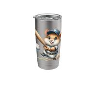 Cute Hamster Baseball Player Batting Fun Cartoon Stainless Steel Insulated Tumbler