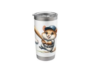 Cute Hamster Baseball Player Batting Fun Cartoon Stainless Steel Insulated Tumbler