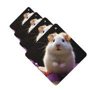Cute Hamster Car Air Fresheners Cards Set of 4 Pieces,Long-Lasting Car Aromatherapy Tablets Hanging Scented Cards for Wardrobe Bathroom Rearview Mirror Hanging Ornament