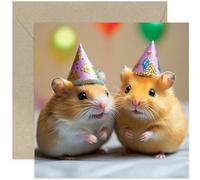Cute Hamster Couple Birthday Card for Women, Humorous Designs for Men, Animal Themed Celebration Gift, Auntie Sister Dad Mum Brother Uncle - Blank Inside
