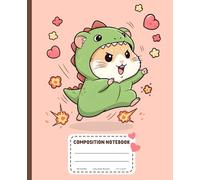 Cute Hamster Dinosaur Costume Composition Notebook: Wide Ruled Journal for Kids, Teens & Dinosaur Lovers