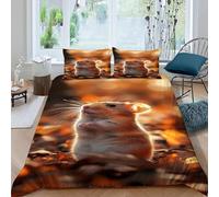 Cute Hamster Duvet Cover Sets Single 3D Printed Microfiber Deciduous Animals Bedding Set Ultra-Soft Quilt Cover 150 x 200 cm with Zipper Closure and 2 Pillowcases 50x75 cm a_584